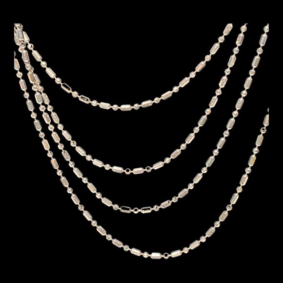 96" Necklace Beaded Milor Italy Sterling Silver 925 Necklace 8 Feet Lobster Clas